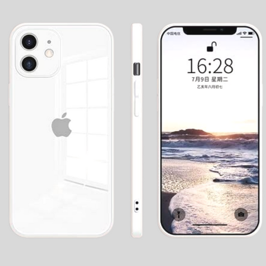 Liquid Silicon Back Tempered Glass Case For iPhone 12 Series