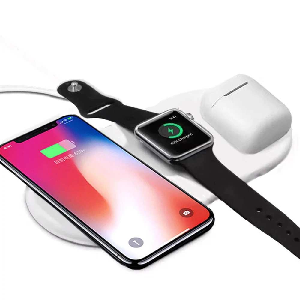 3 In 1 Qi Fast Wireless Charging Pad for Apple Watch, iPhones & Airpod