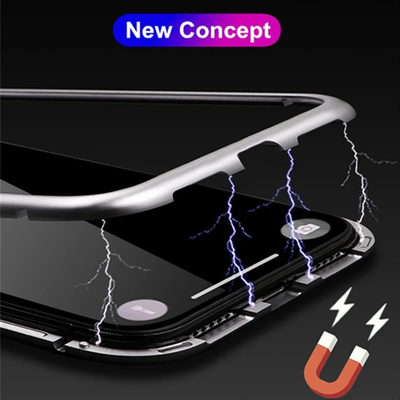 Double Sided Glass Magnetic Metal Case For Samsung Galaxy S9