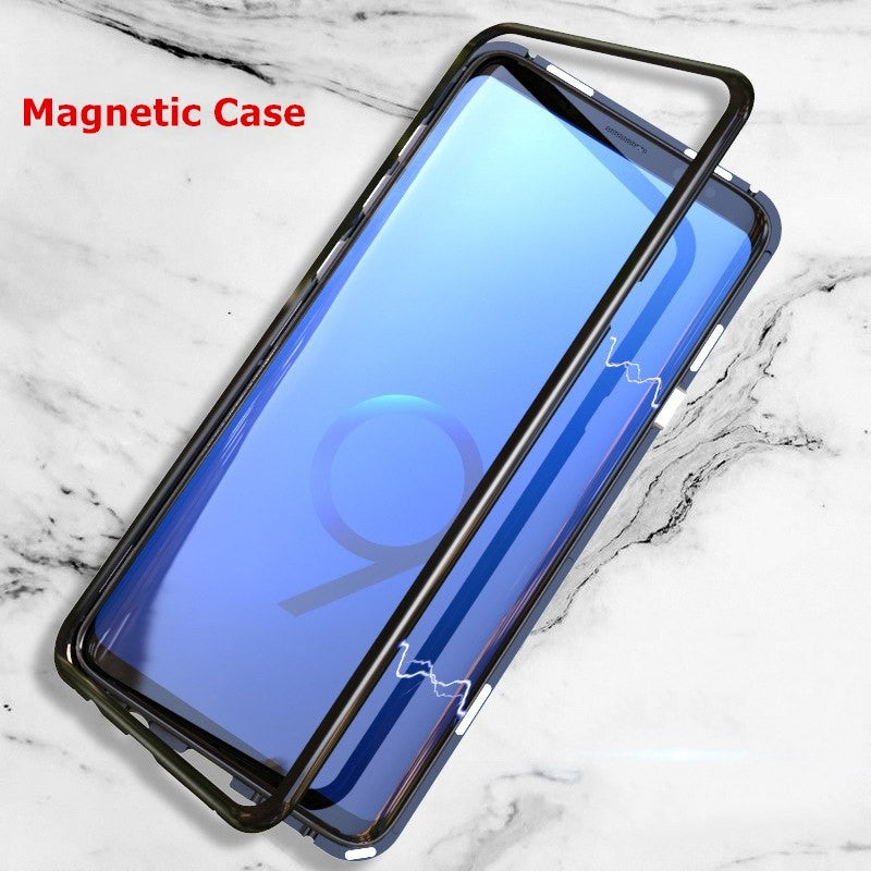 Double Sided Glass Magnetic Metal Case For Samsung Galaxy S9