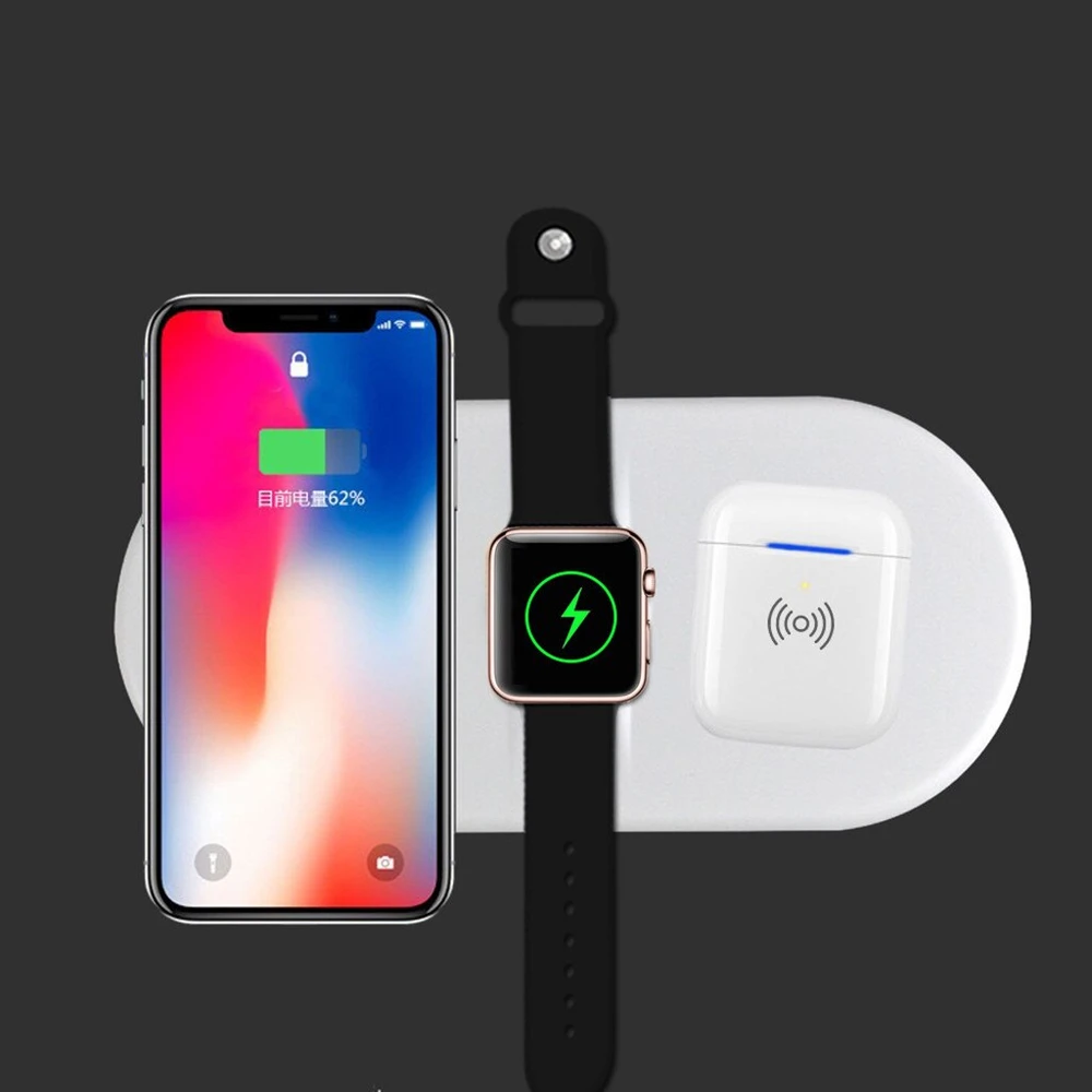 3 In 1 Qi Fast Wireless Charging Pad for Apple Watch, iPhones & Airpod