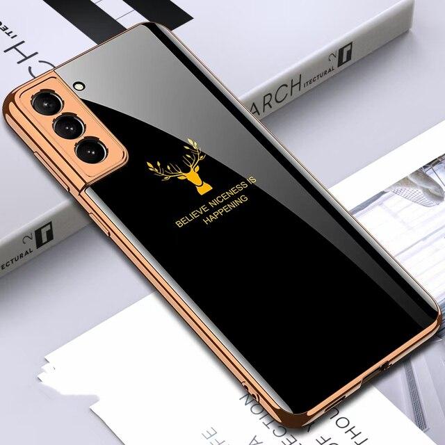 Luxury High Quality Electroplate Tempered Back Glass Case for S22+