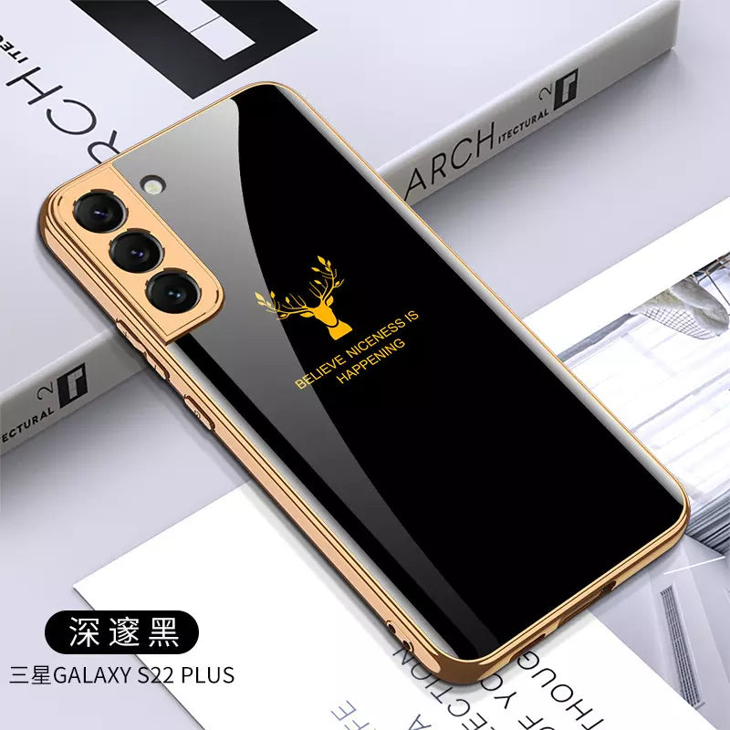 Luxury High Quality Electroplate Tempered Back Glass Case for S22+