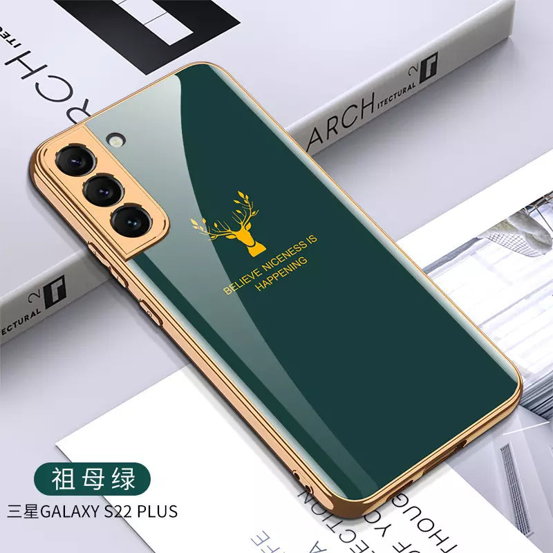 Luxury High Quality Electroplate Tempered Back Glass Case for S22+