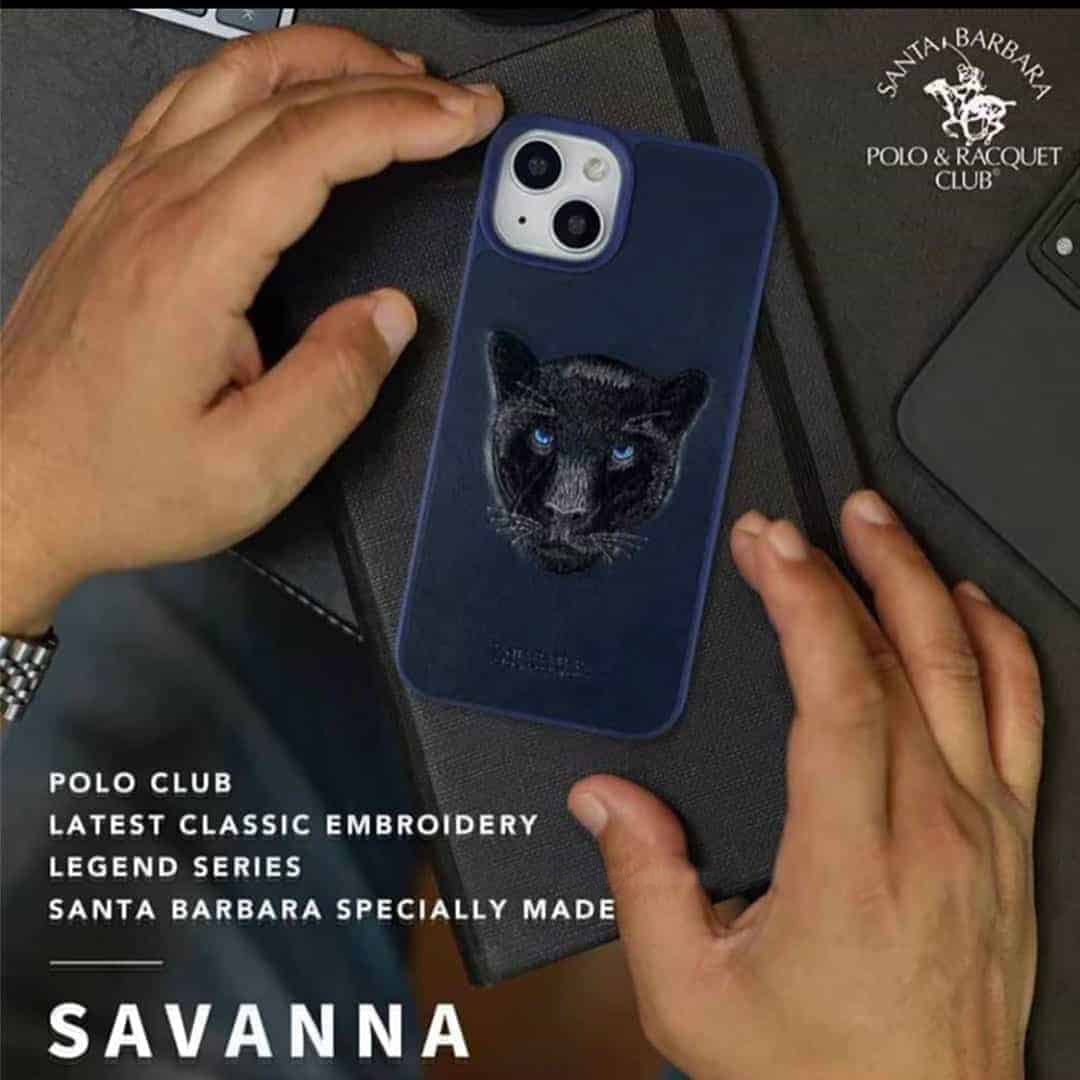 Genuine Santa Barbara Black Panther Embroidery Leather Case Savanna iPhone 12 | iPhone 12 Mini | iPhone 12 Pro | iPhone 12 Pro Max