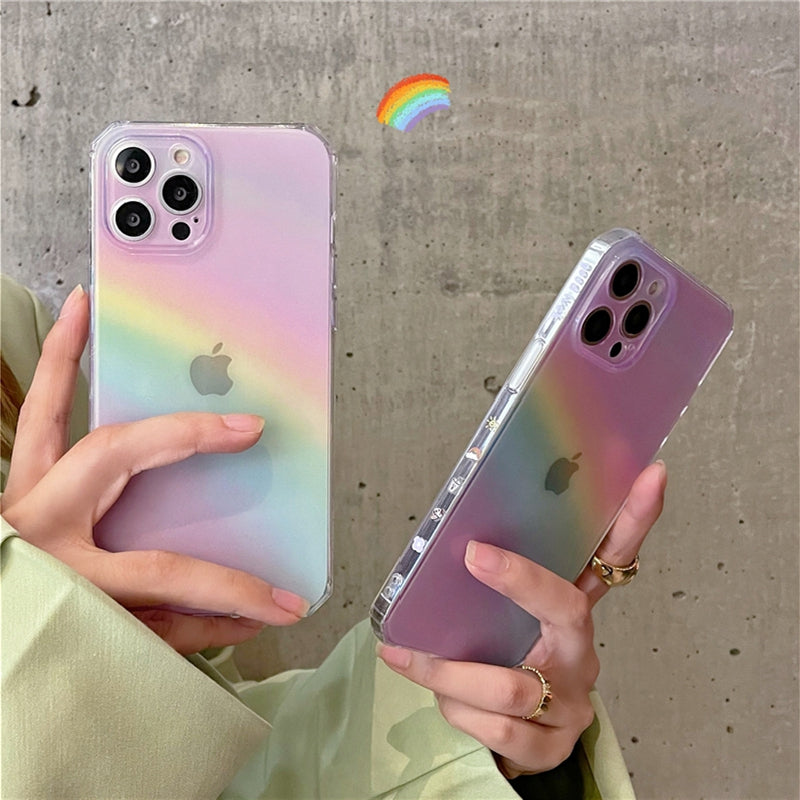 Soft RainBow Transparent With Bumper Back Cover Phone Case For iPhone 14 Series