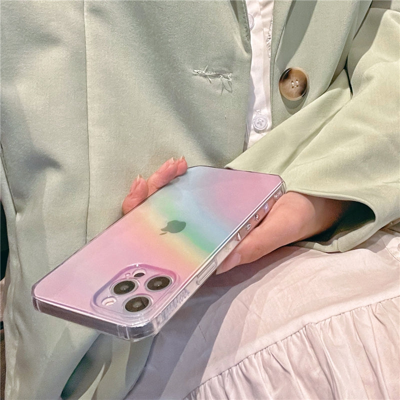 Soft RainBow Transparent With Bumper Back Cover Phone Case For iPhone 14 Series