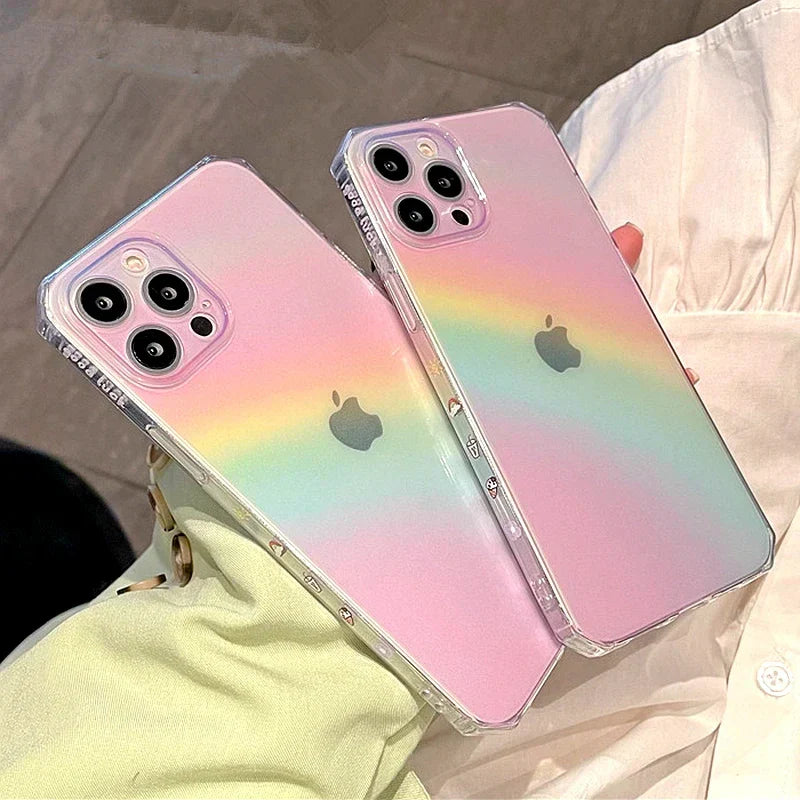 Soft RainBow Transparent With Bumper Back Cover Phone Case For iPhone 14 Series