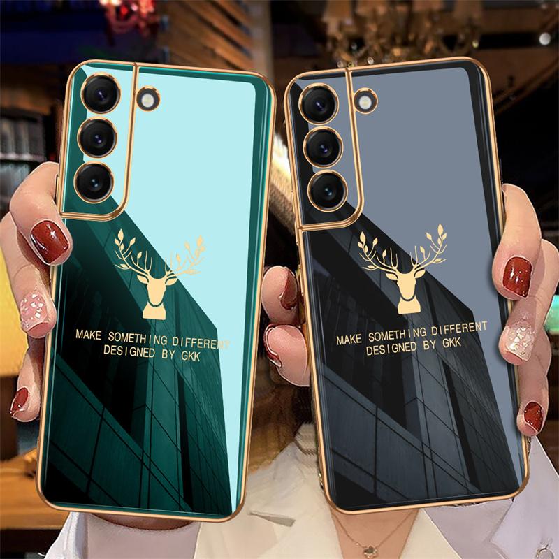 Luxury High Quality Electroplate Tempered Back Glass Case for S22+