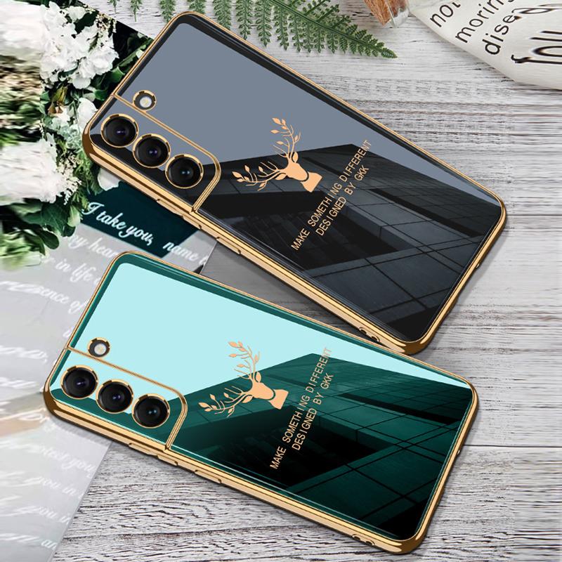 Luxury High Quality Electroplate Tempered Back Glass Case for S22+