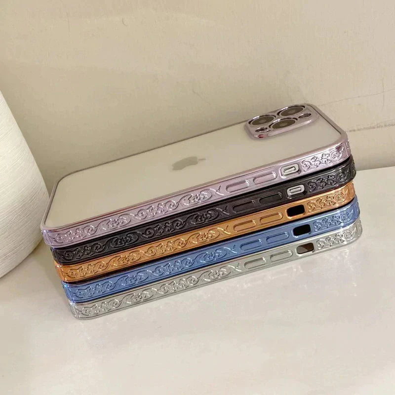 Electroplating Boarder Designed Transparent Glitter Case For iPhone 13 Series