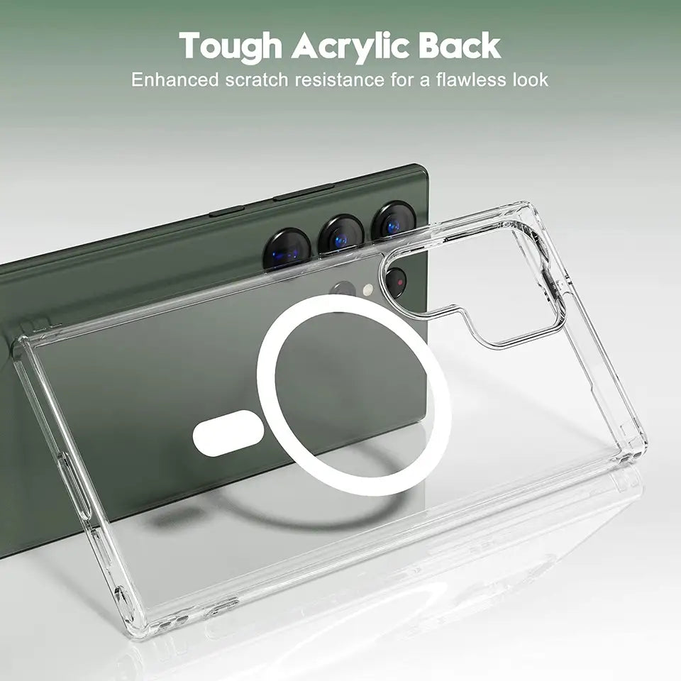 Galaxy S23 Ultra Magsafe Transparent Hard PC Back Case Cover